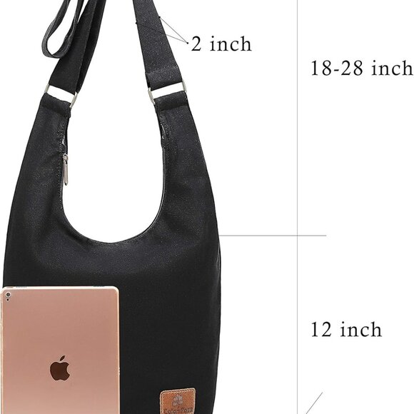 Women Hippie Crossbody Bag - Top Zip Large Capacity Canvas Sling Bag - Jacquard - Picture 4 of 9